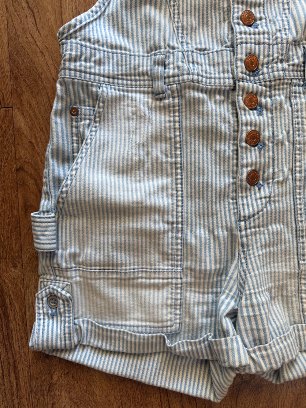 Anthropologie Pilcro Railroad Stripe Overalls Romper - Picture 5 of 6